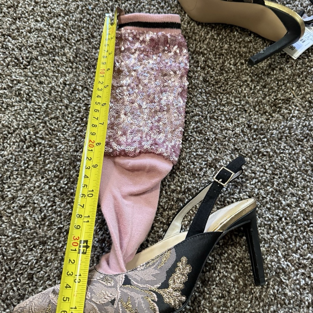 ZARA WOMEN'S PINK SEQUINS SOCK SLINGBACKS EUR 38 US 7.5 NEW (other) - Picture 11 of 12